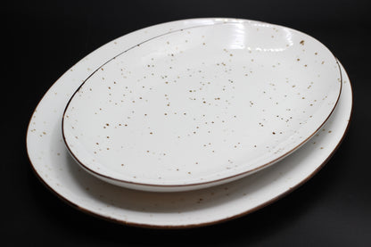 Oval brown dotted platter set of 2pcs