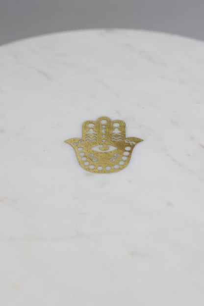 Hamsa Marble & Brass Cake Stand