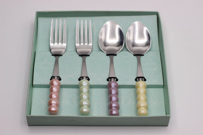 Glossy Pearl Dessert  Fork And Spoon Set