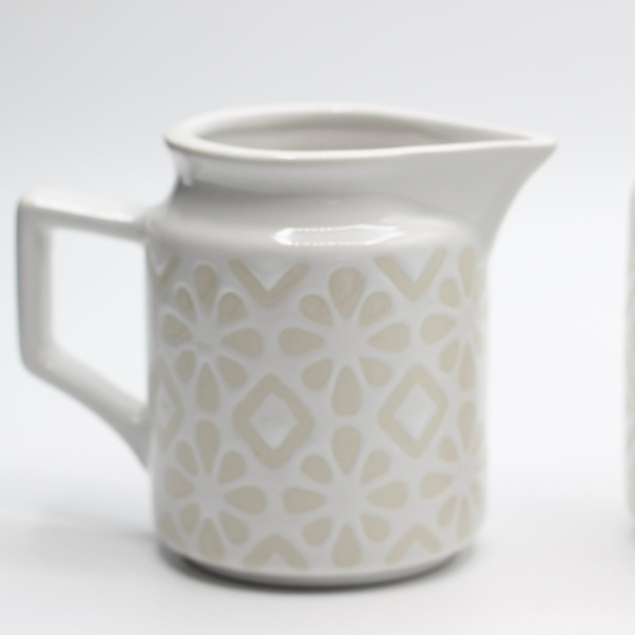 Geometric Ceramic Sugar Jar and Milk Jug