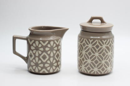 Geometric Ceramic Sugar Jar and Milk Jug