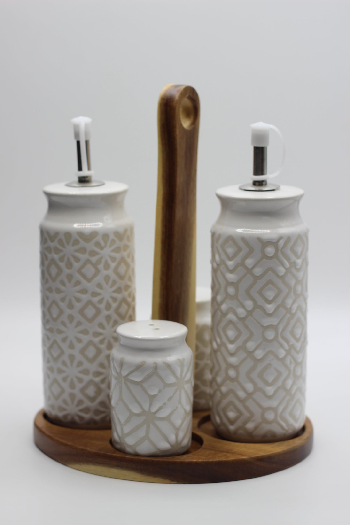 Geometric Ceramic Oil and Vinegar Set