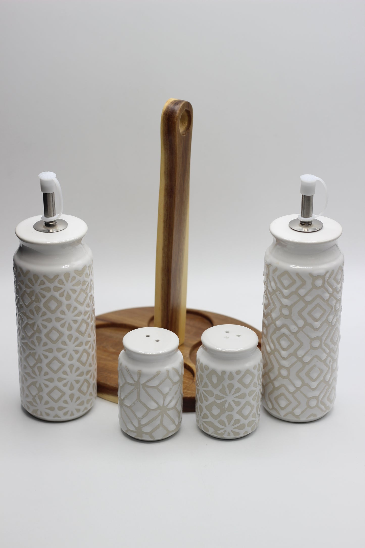 Geometric Ceramic Oil and Vinegar Set