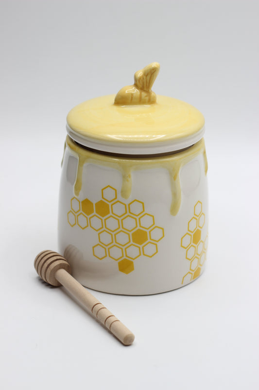 Honey Bee Ceramic Jar With Lid