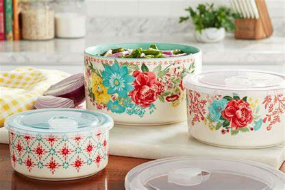 Floral Cook, Serve and Store Ceramic Container