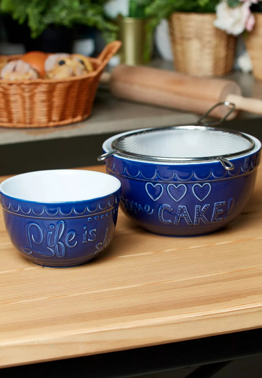 Set of 2 blue Round Mixing Bowls