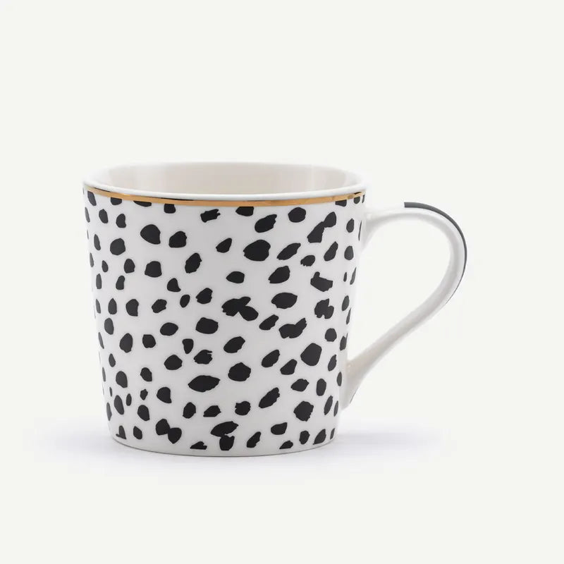 Black dotted mug with gold rim -400ml