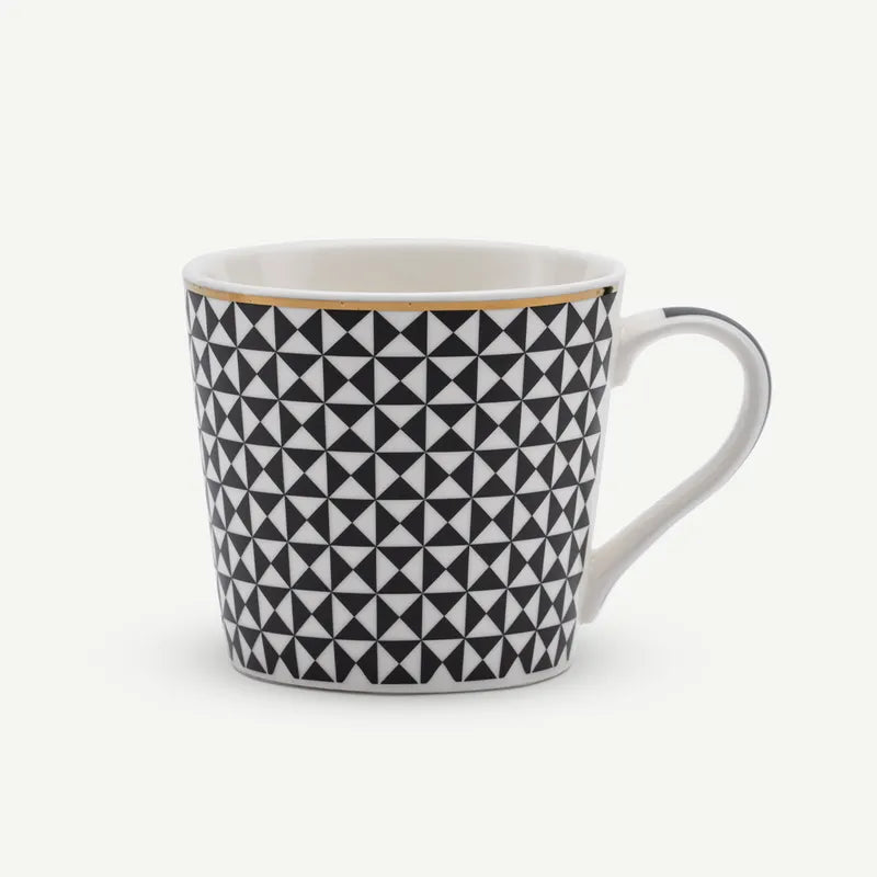 Black/white diamond mug with gold rim