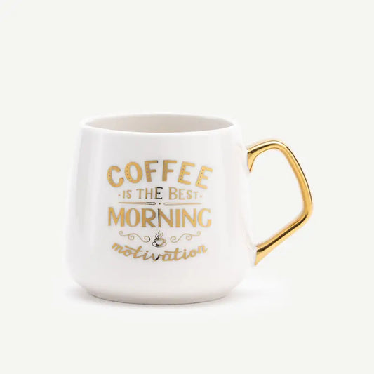 Morning Coffee Motivation Mug White/Gold