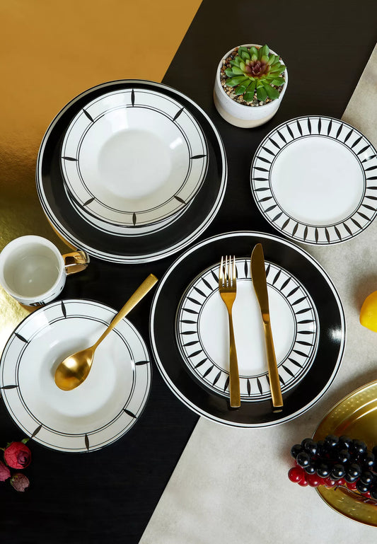 Black and white 12 Piece Dinner Set